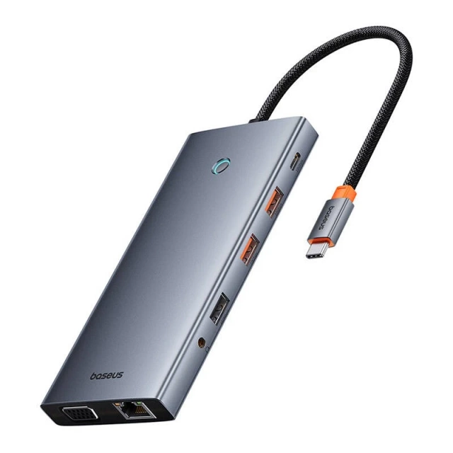 Hub 13v1 Baseus PortalJoy USB-C HDMI DP VGA C USB PD RJ45 sivý