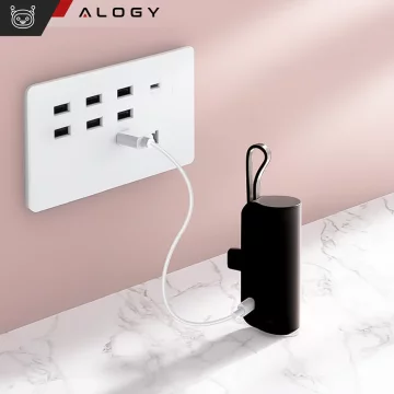 PowerBank 5000mAh Alogy kapesní malá externí nabíječka Power Bank USB-C a lightning Black