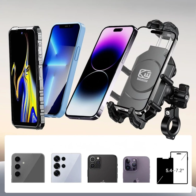 Držák na motorku KEWIG M11B pro telefon s QC 3.0 15W Qi nabíječkou černý