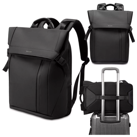 Bange wasserdichter Rucksack für 15,6-Zoll-Laptop, Stadtreisender, 45 x 30 x 16 cm, für Arbeit, Flugzeug, Herren, Damen, mit USB-Anschluss Schwarz