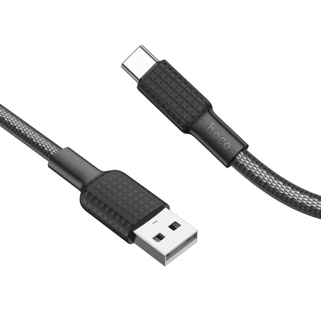 Kabel HOCO USB-A na Type-C X69 1m černý/bílý 3A nylonový opletení
