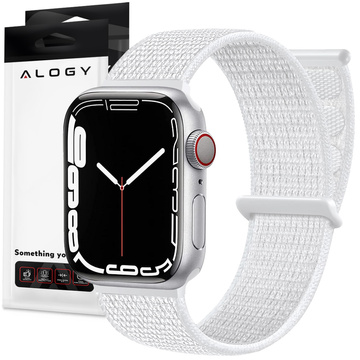 Alogy Nylon Strap with Velcro for Apple Watch 1/2/3/4/5/6/7/8/SE (38/40/41mm) White