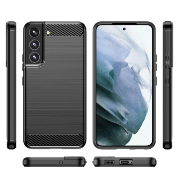 Pouzdro na telefon Carbon Case pro Samsung Galaxy S23 pružný silikonový karbonový kryt černý