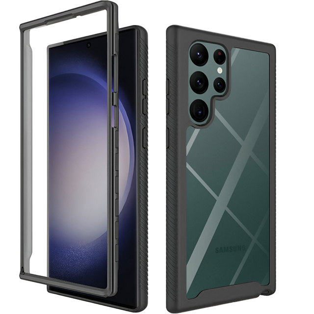Hülle für Samsung Galaxy S24 Ultra Armored Cover Hydrogel Screen Film Case 360 Defense Pro Schwarz