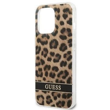 Guess GUHCP13LHSLEOW iPhone 13 Pro / 13 6,1" brązový/hnedý pevný obal Leopard