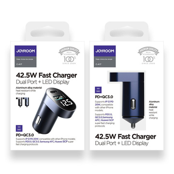 Nabíječka do auta Joyroom C-A17 USB USB-C 42,5W QC PD AFC SCP tmavě modrá