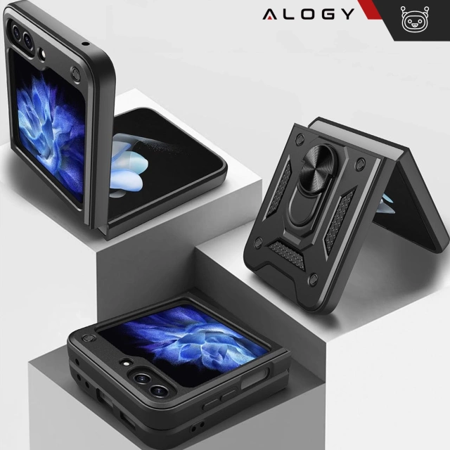 Чохол для Samsung Galaxy Z Flip 6 Armored Case Stand Ring Alogy чорний