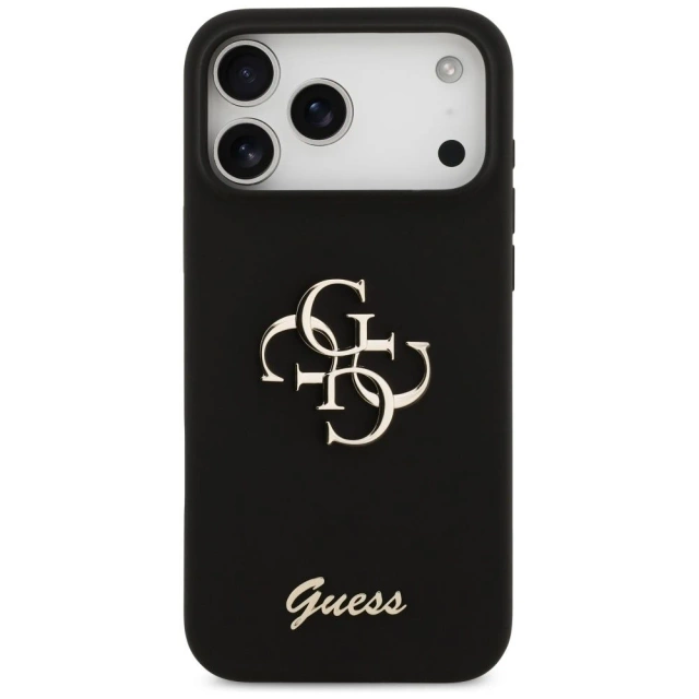 Etui Guess do iPhone 17 Pro Max Silicone Big 4G Script Black