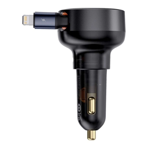 Baseus Retractable 55W Car Charger USB-C Lightning 70cm