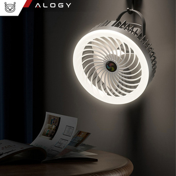 Fan Desk Fan with LED Light 2in1 Alogy Portable Hanging Standing Wireless Hanging Outdoor Mini Fan Hook Holder Black