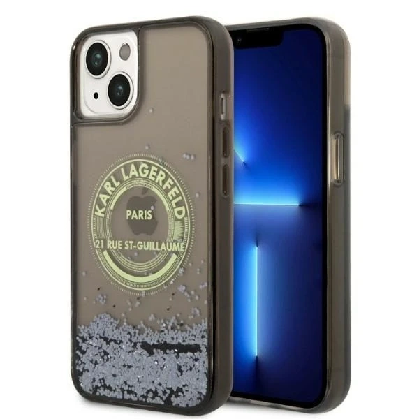 Захисний чохол для телефону Karl Lagerfeld KLHCP14SLCRSGRK для Apple iPhone 14 6.1" black/black hardcase Liquid Glitter RSG