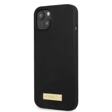 Etui Guess GUHMP13MSPLK do Apple iPhone 13 6,1" čierne/čierne pevné puzdro Silicone Logo Plate MagSafe