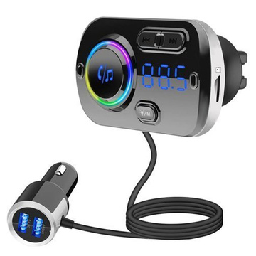 FM Transmitter Bluetooth Car Charger 2x USB QC 3.0 MP3 Quick Charge Black