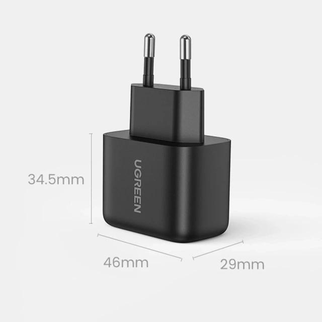 Uzelená nabíječka USB typu C 25W napájení Kabel USB typu C 2m černý (50581)