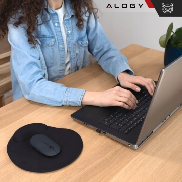 Bezdrôtová myš Alogy malá ergonomická myš k notebooku PC bluetooth 2,4GHz tichá čierna