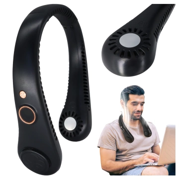 Alogy BreezeNeck™ krční ventilátor mini cirkulátor s displejem 1500mAh černý