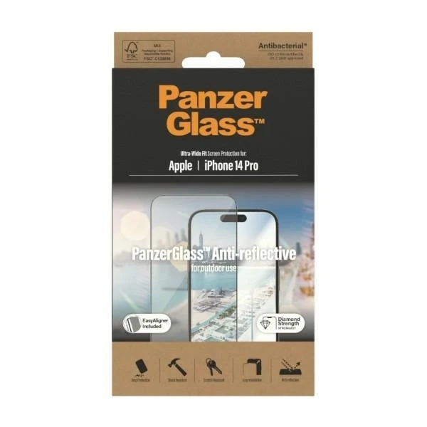 Szkło PanzerGlass Ultra-Wide Fit для iPhone 14 Pro 6,1" Захист екрану Антивідблиск Антибактеріальний Easy Aligner В комплекті 2788