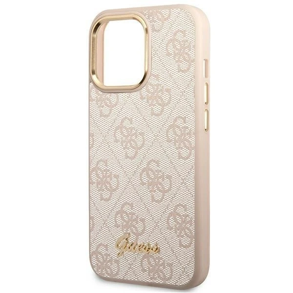 Etui Guess GUHCP14LHG4SHP для Apple iPhone 14 Pro 6,1" różowy/рожевий жорсткий чохол 4G Vintage Gold Logo