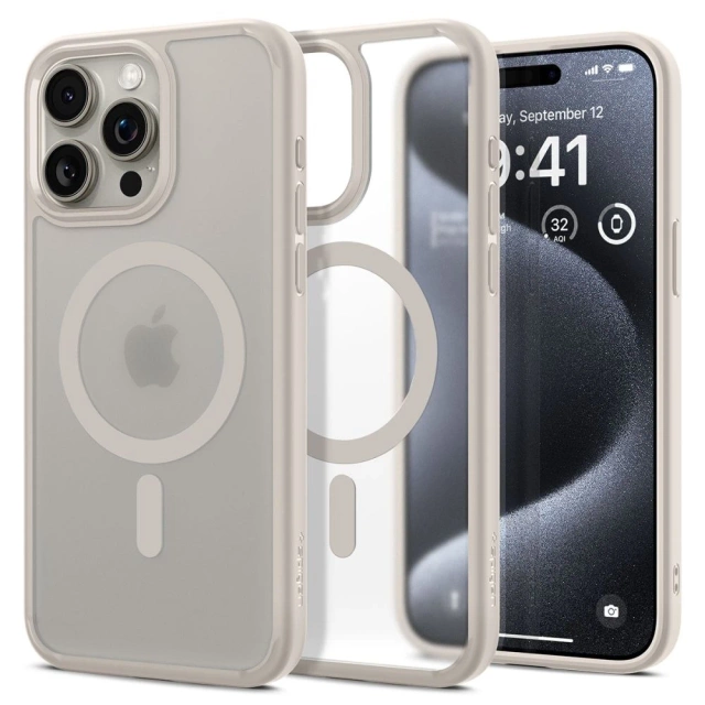 Чохол Spigen Ultra Hybrid Mag Mag Safe Case для Apple iPhone 15 Pro Frost Natural Titanium