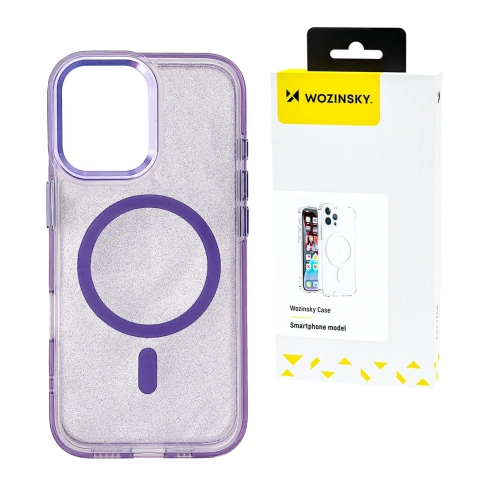 Etui do Samsung Galaxy S25 Wozinsky Glitter MagSafe Fioletowe Brokatowe