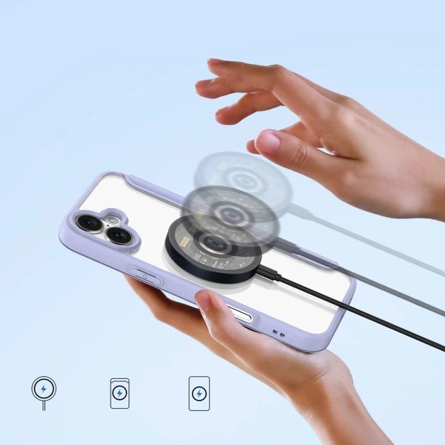 Чохол MagSafe для iPhone 16 Dux Ducis Skin X Pro фіолетового кольору з клапаном