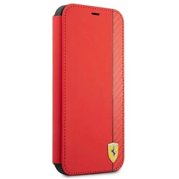 Puzdro na telefón Ferrari iPhone 13 mini 5,4" červeno/červená kniha On Track Carbon Stripe