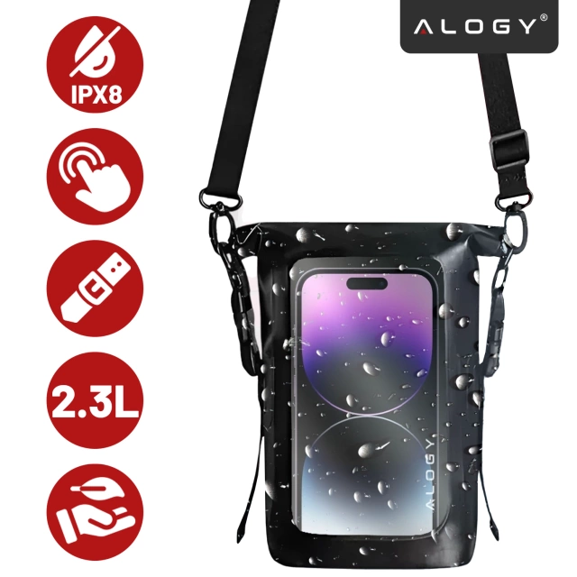 Sakwa Etui wodoodporne na telefon duża torba worek Case wodoszczelne Alogy Waterproof Czarne