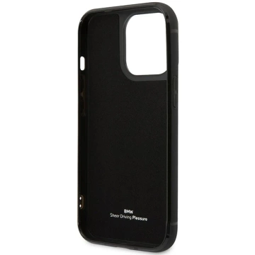 Pouzdro na telefon BMW BMHCP14L22RSEPK pro Apple iPhone 14 Pro 6,1" černý/černý kožený slot na kartu