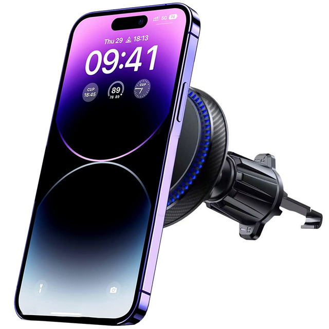 Magnetický držák do auta MagSafe s 15W nabíječkou na mřížku Vent Car černý