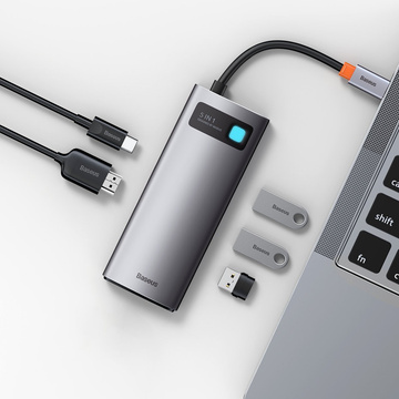 Концентратор 5w1 Baseus Metal Gleam Series, USB-C до 3x USB 3.0 HDMI USB-C PD