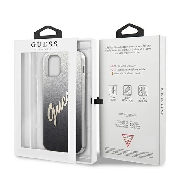 Guess GUHCP12LPCUGLSBK iPhone 12 Pro Max 6,7" чорний/чорний твердий чохол Glitter Gradient Script