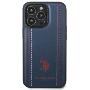 US Polo Leather Stitch iPhone 14 Pro 6.1" Phone Case navy blue/navy blue