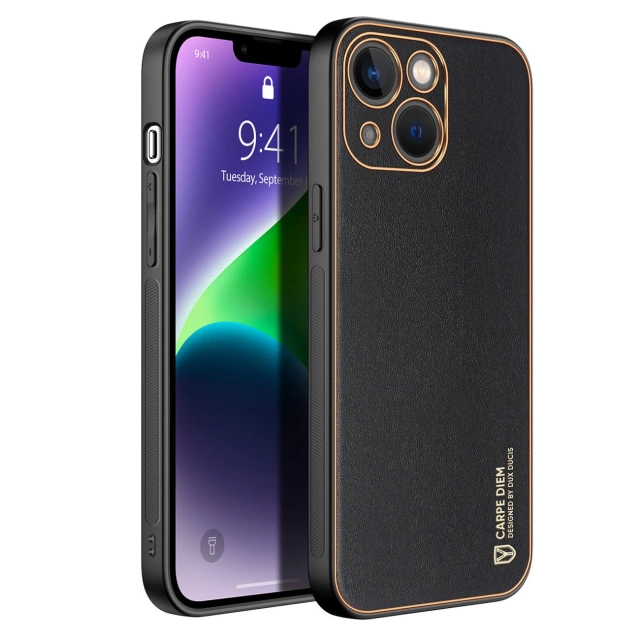 Dux Ducis Yolo case iPhone 14 Plus elegant cover з екологічної шкіри чорного кольору