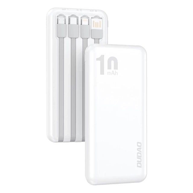 Dudao K6Pro Universal 10000mAh Powerbank mit USB-Kabel, USB Typ C, Lightning White (K6Pro-white)