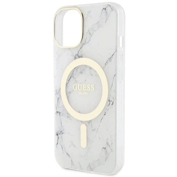 Etui na telefon Guess GUHMP14MPCUMAH do Apple iPhone 14 Plus 6.7" biały/white hardcase Marble MagSafe