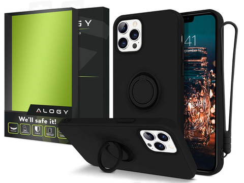 Ring Ultra Slim Alogy Silicone Case for iPhone 12/ 12 Pro 6.1 Black Glass