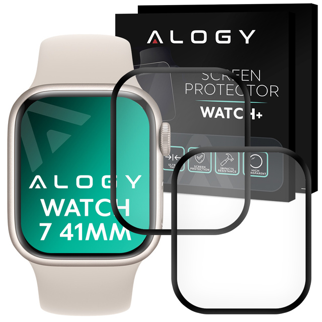 2x Alogy 3D flexibilní sklo pro Apple Watch 7 41mm černé