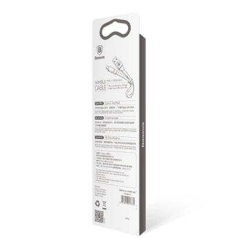 Baseus Nimble plochý kábel USB / USB-C kábel s držiakom 2A 0,23M čierny (CATMBJ-01)