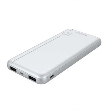 Philips Powerbank 10000 mAh 2x USB-A Notfallakku Silber
