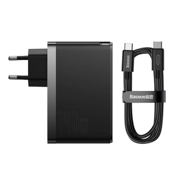Baseus GaN5 Pro 2xUSB-C USB nástenná nabíjačka, 140W (čierna)