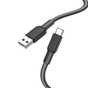 HOCO Kabel USB-A do Typ C X69 1 m Czarno-Biały 3A Nylonowy Oplot