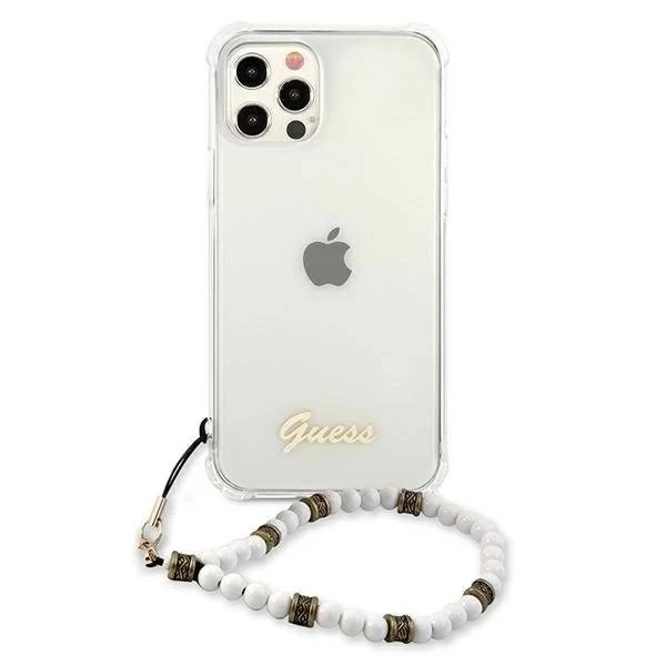 Guess GUHCP12LKPSWH iPhone 12 Pro Max 6,7" priehľadné pevné puzdro White Pearl