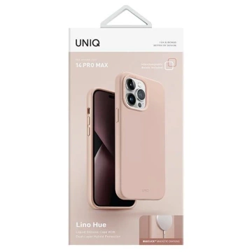 Puzdro UNIQ Lino Hue pre iPhone 14 Pro Max 6,7" Magclick Charging ružové/červené ružové