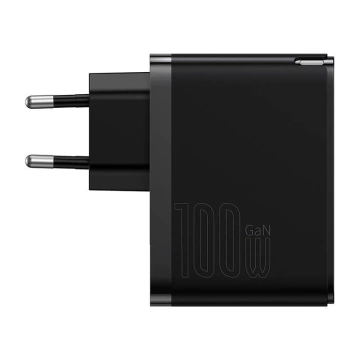 Baseus GaN5 Pro wall charger, USB-C USB, 100W cable (black)