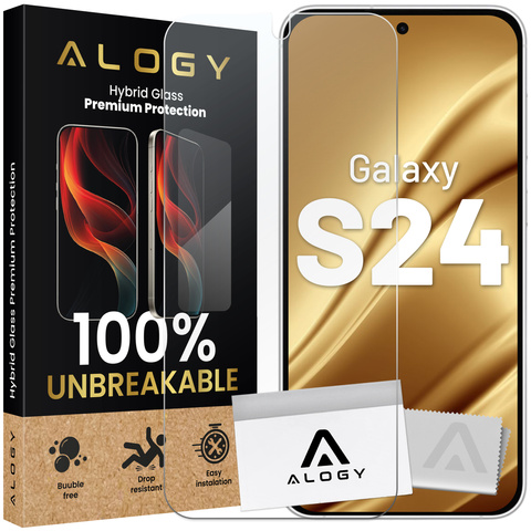 Гібридне скло для екрану Samsung Galaxy S24 Alogy Flexi Glass 9H Case Friendly плоский екран