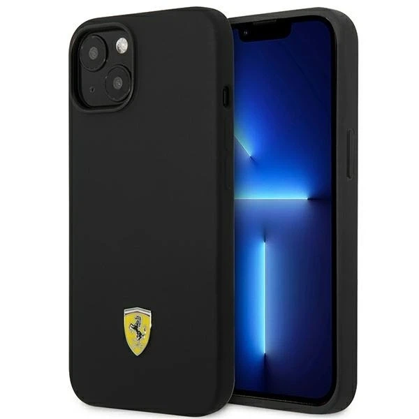 Puzdro pre Ferrari FEHCP14SSIBK pre Apple iPhone 14 6,1" čierne/čierne pevné puzdro Silikónové kovové Logo