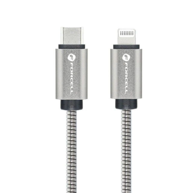 Кабель USB-C до Lightning 27 Вт 1 м Forcell Stalowy PD iPhone iPad