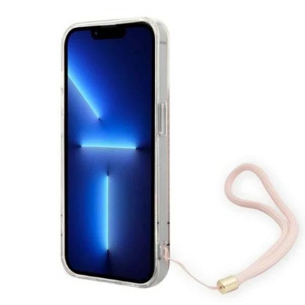 Pouzdro Guess GUOHCP14LH4STP pro Apple iPhone 14 Pro 6,1" růžový/růžový pevný obal 4G Print Strap