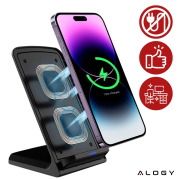 Ładowarka bezprzewodowa indukcyjna Alogy Qi Stand Charger na telefon stojak stacja z ładowaniem 15W Czarna