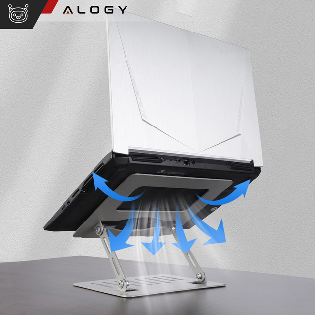 Laptophalter Tablet 17" Ständer klappbar verstellbar Aluminium für Schreibtisch 25 x 21,5cm Alogy Silber